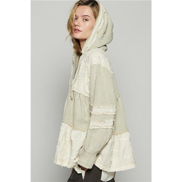 NWT POL Raw Hem Color Block Hooded Jacket - Picture 3 of 4